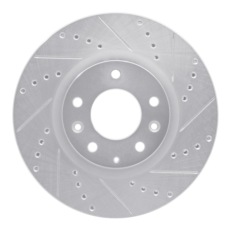 Mazda RX-8 Brake Rotor (1) - Front Right - R1 Concepts - Drilled & Slotted - Silver - `04-`08